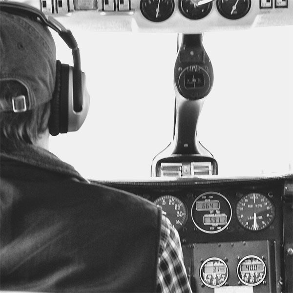 Private pilot in cockpit