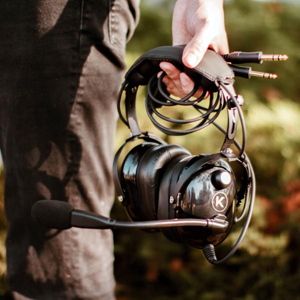 Pilot with headphones