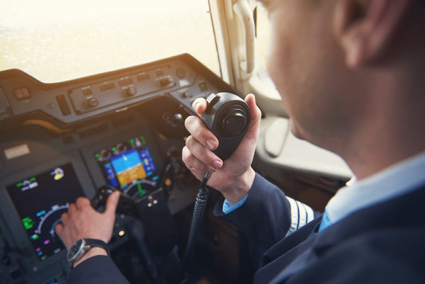 Pilot talking on radio