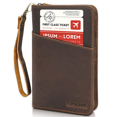 Genuine Leather Travel Family Passport Holder Wallet