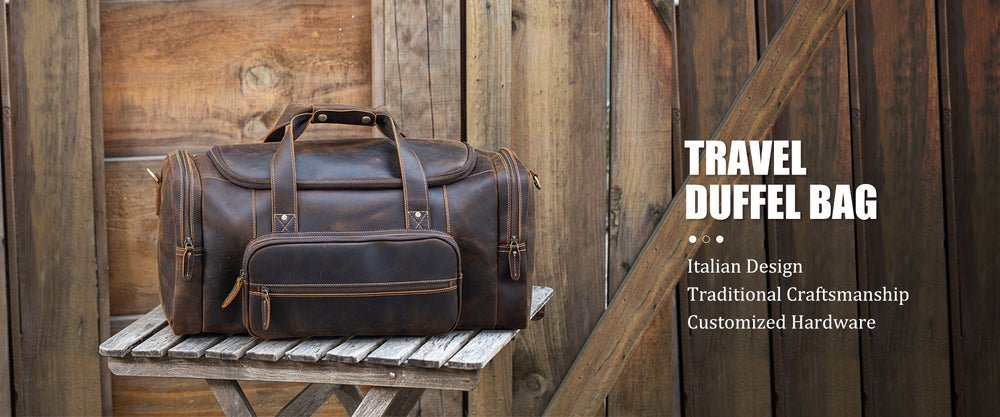 Buy Polare Leather Briefcase Duffel Weekend Messenger Bag For Men ...