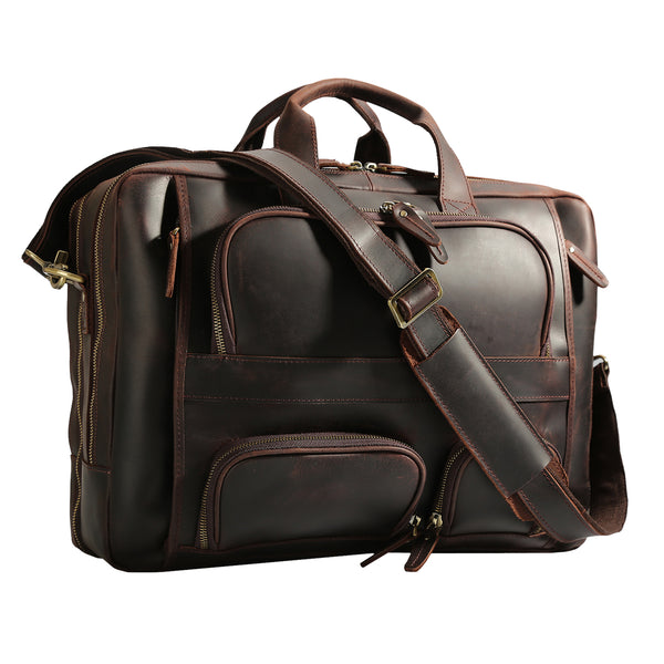 Buy Polare Leather Briefcase Duffel Weekend Messenger Bag For Men ...