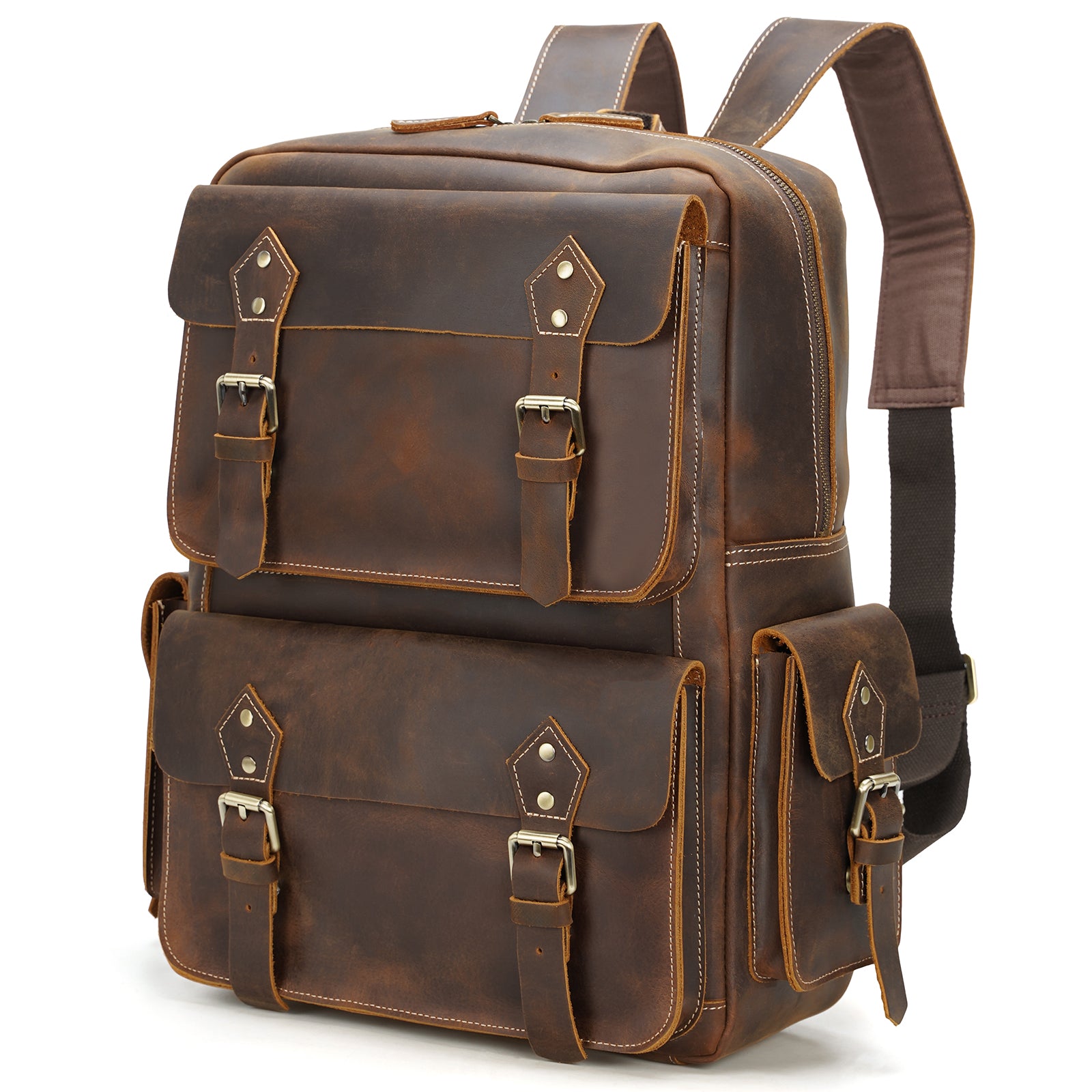 Polare Full Grain Leather Backpack Computer Bag Travel Daypack Satchel ...