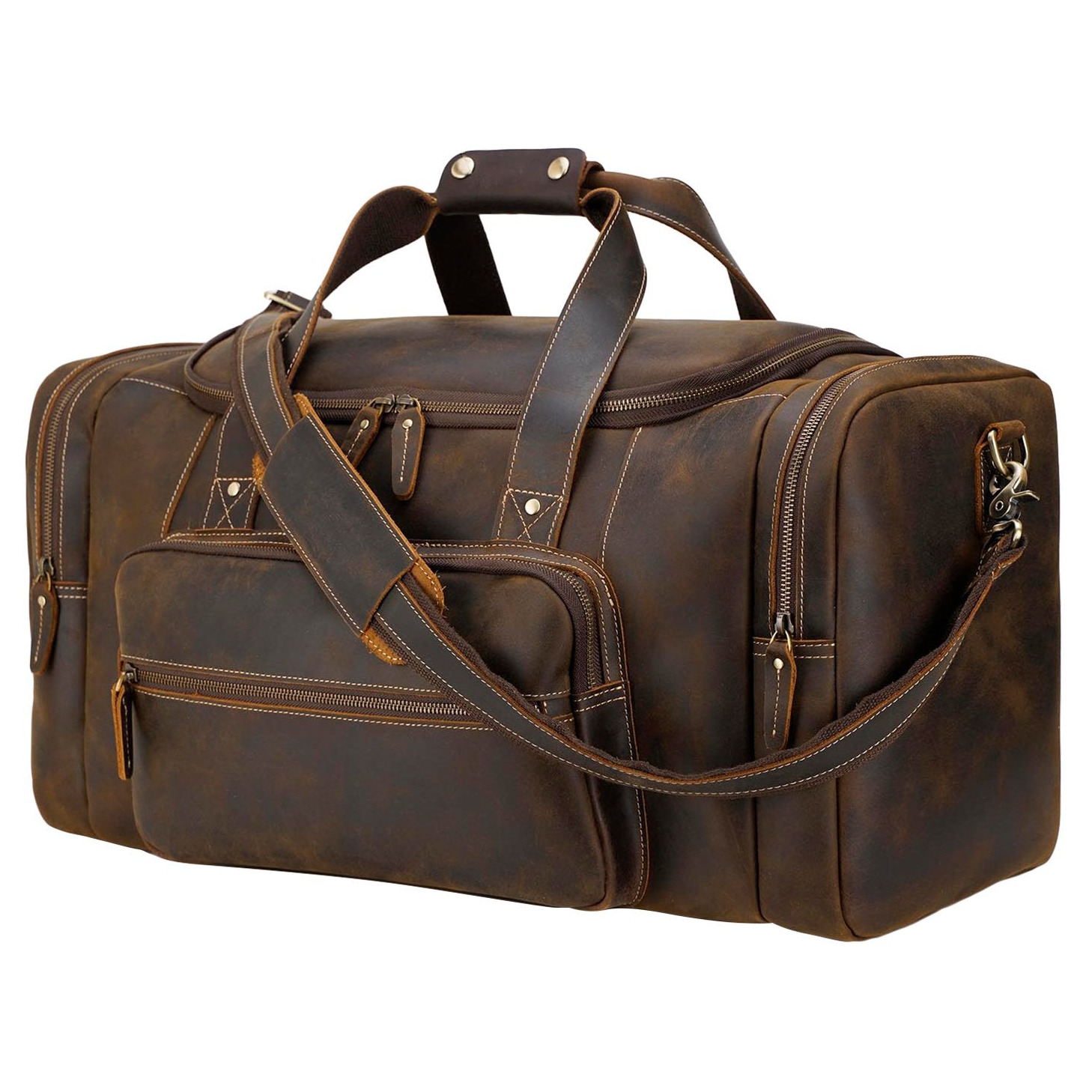 Leather Large 32 inch duffel bags for men holdall leather travel bag o