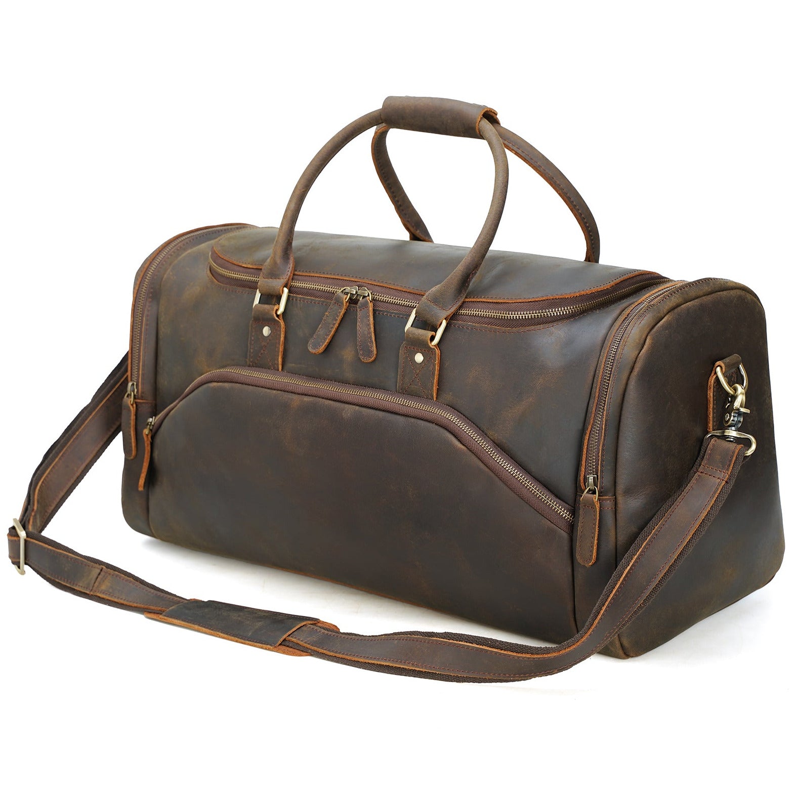 Polare 23'' Vintage Full Grain Cowhide Leather Weekender Duffle Bag Ov