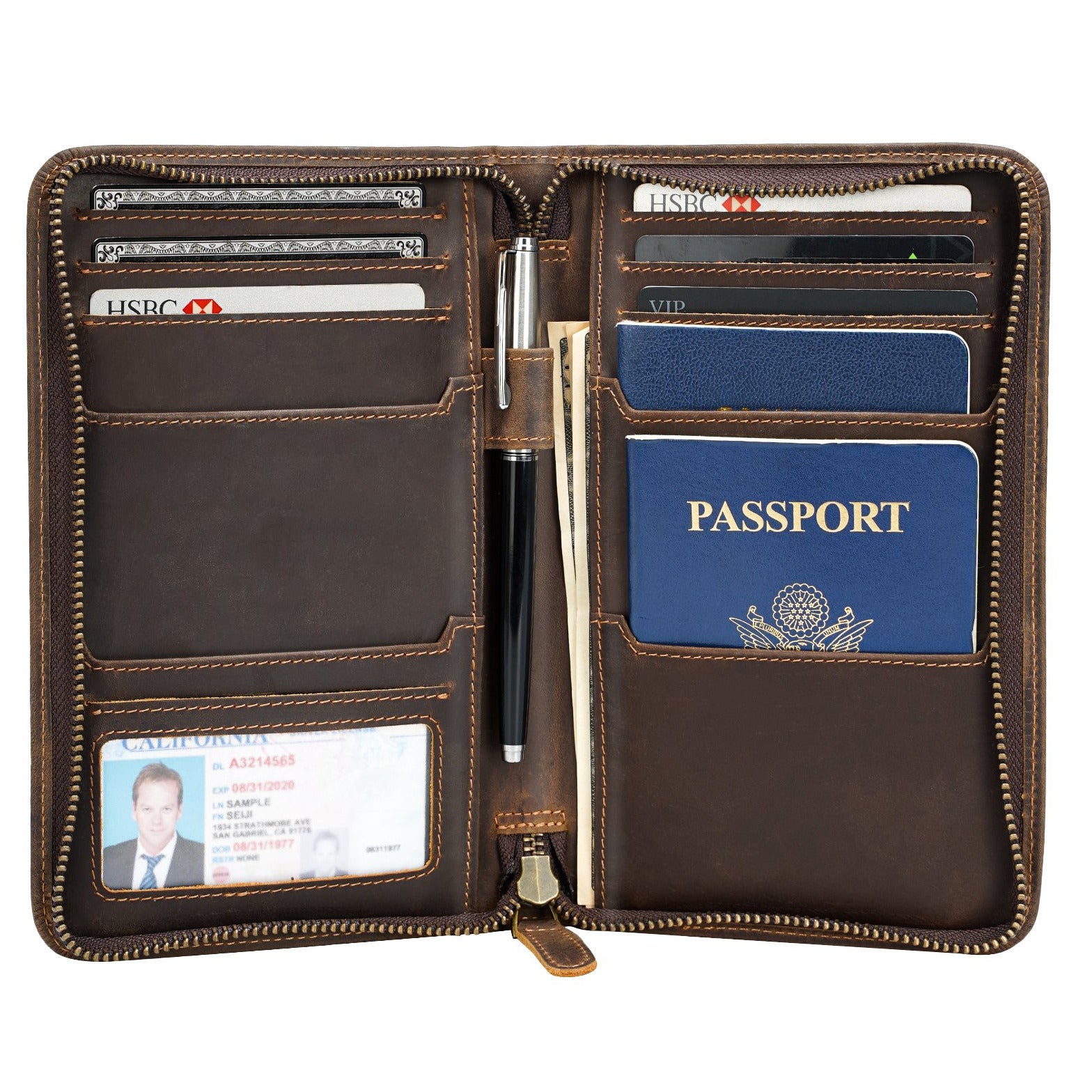 Luxury Passport Wallet - Best Travel Gift for Friend - Full Grain