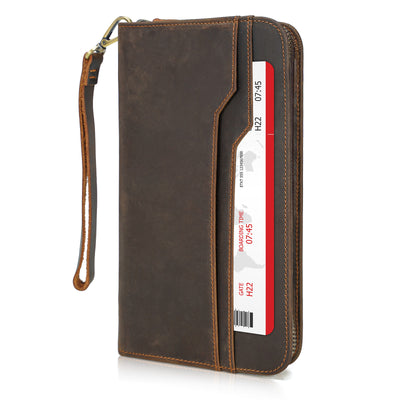 Polare Luxury RFID Blocking Leather Passport Holder Travel Wallet For