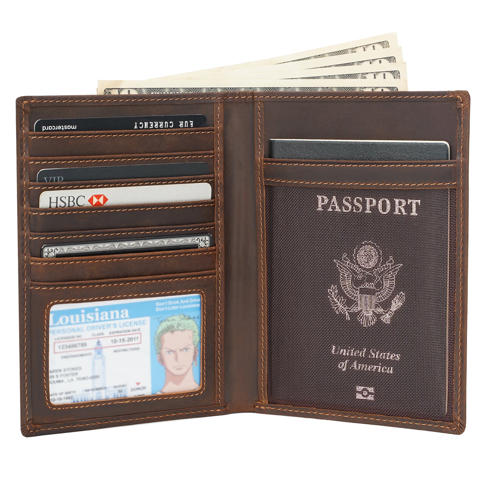 Polare Full Grain Leather Passport Holder RFID Blocking Travel Bifold  Wallet Passport Holders 2 Passports