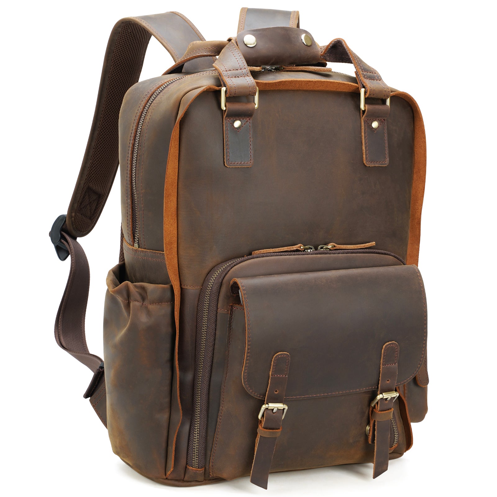 Full Grain Leather Backpack For Men, Leather Travel Backpack Stylish Laptop  Backpack