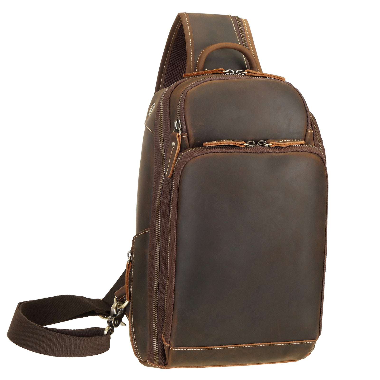 Yezefennhfwxb Chest Bag for Men, Men Cow Leather Casual Fashion Travel Small  Chest Pack Sling Bag Design Triangle One Shoulder Cross Body Bag Daypack  (Color : Brown) price in Saudi Arabia