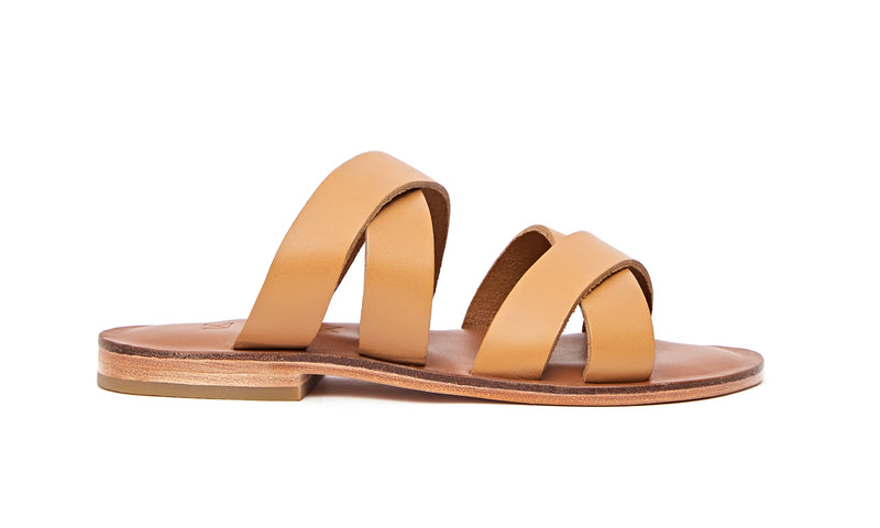 slip on tan sandals