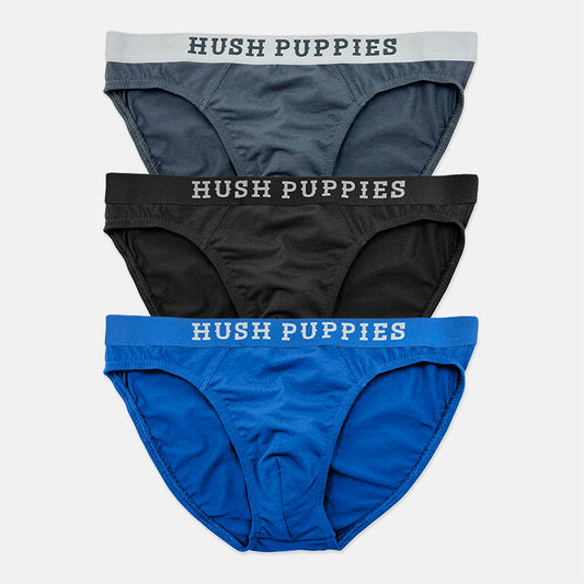 Hush Puppies 3pcs Men's Mini Briefs, Cotton Elastane