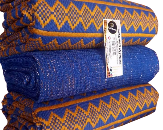Orange and Red Kente Cloth Design With Blue Details Cotton 