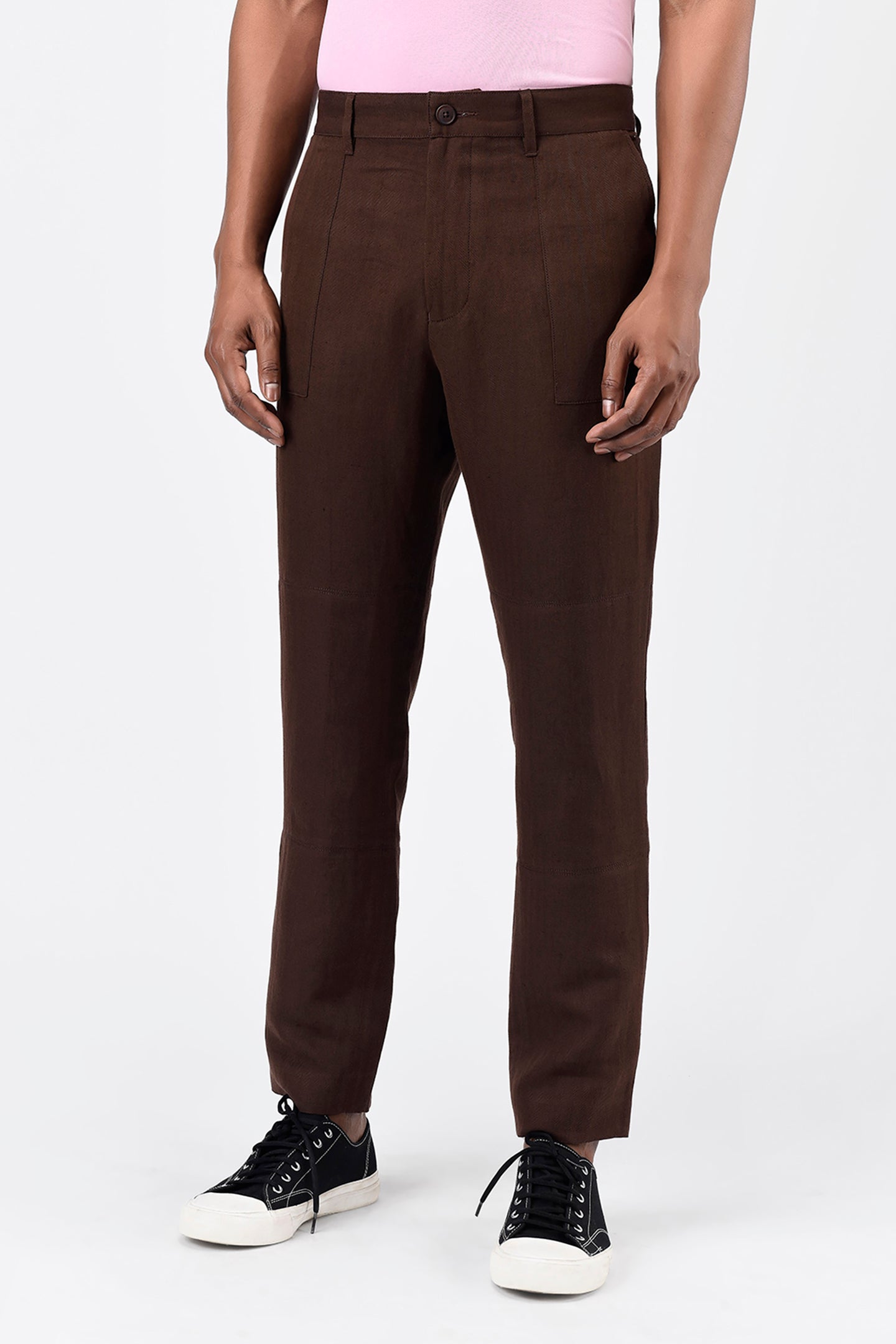 Chocolate Linen Mix Wide Leg Trousers  J D Williams