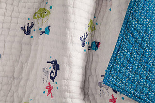 Oceanography Organic Cotton Hand-Quilted Blanket
