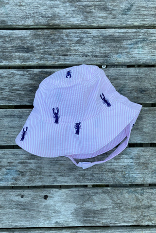 Reversible bucket hat in cotton seersucker, white/blue, Polo Ralph Lauren