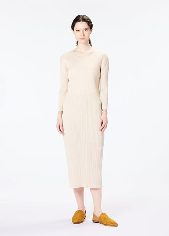 Pleats Please Issey Miyake Long-sleeved Pleated Dress in White