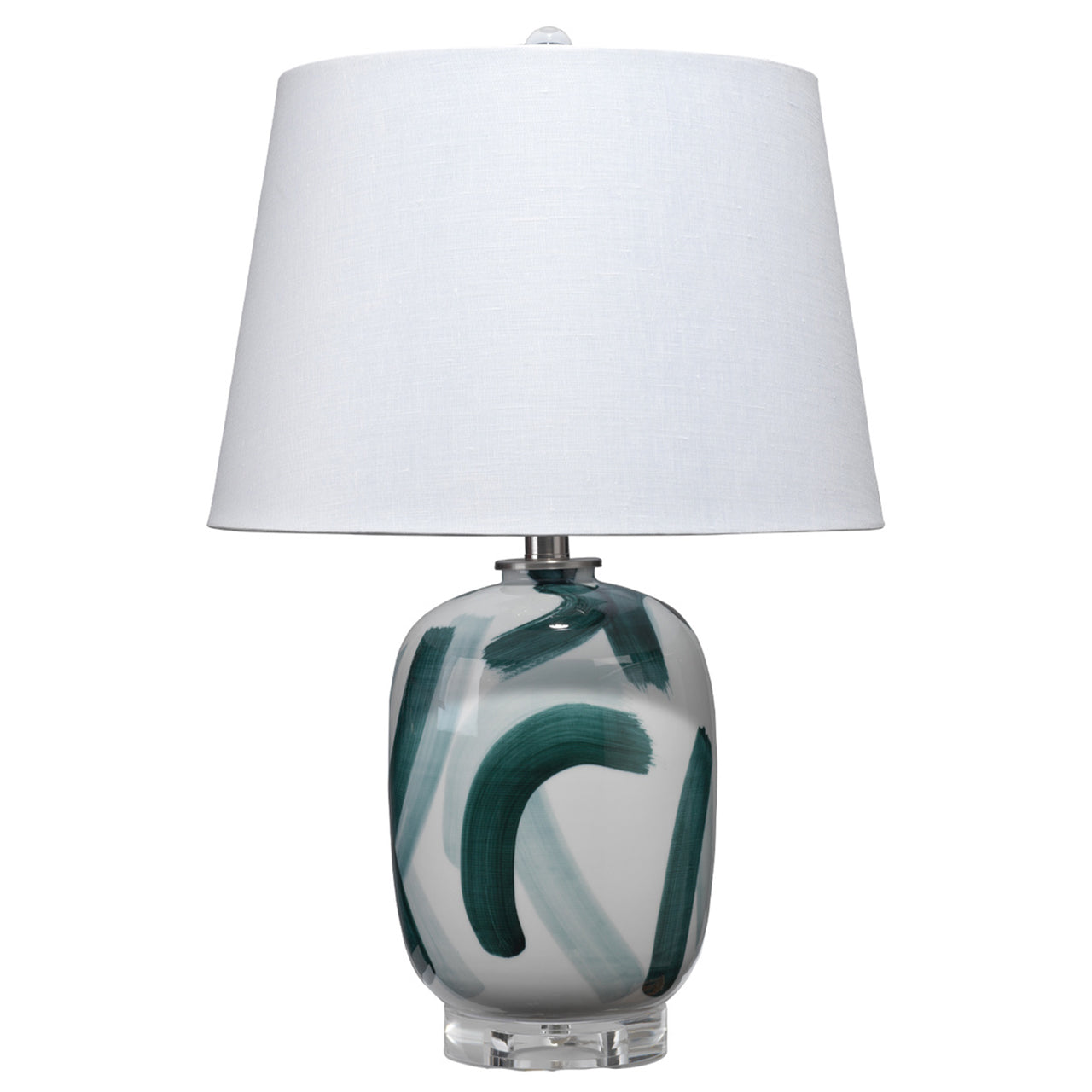 teal and silver table lamp