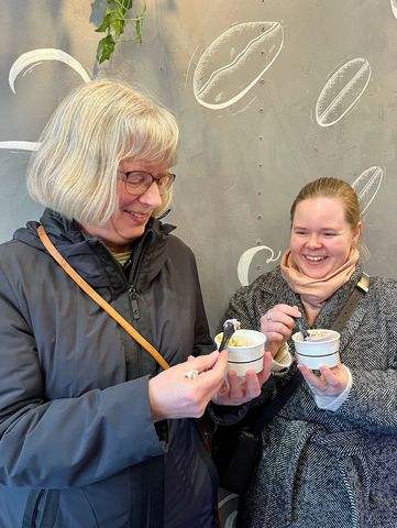 Mother and Daughter eating ice cream on a Leeds Food Tour