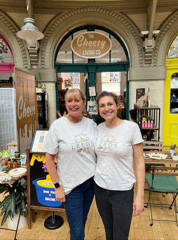Leeds Food Tours Ellen and Lynda Guides Stood Outside Cheesy Living Co