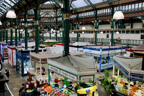 A birdseye view of the inside of Leeds market, one of many things to do in Leeds city centre