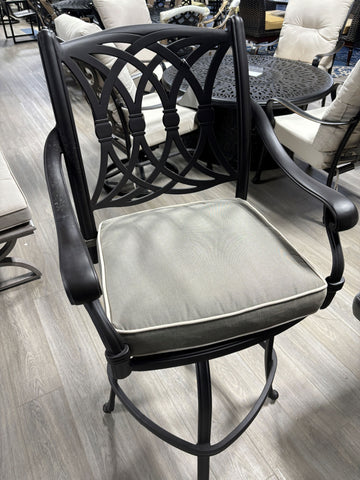 Single dark Aluminum bar chair with white cushion