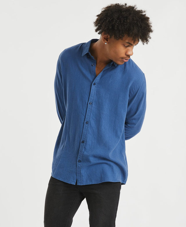 Check Long Sleeve Zip Up Shirt Blue – Neverland Store
