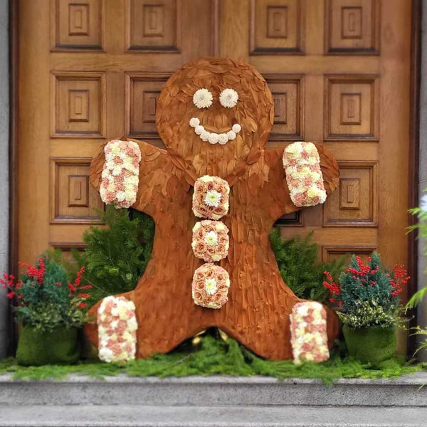 Gingerbread man made with flowers