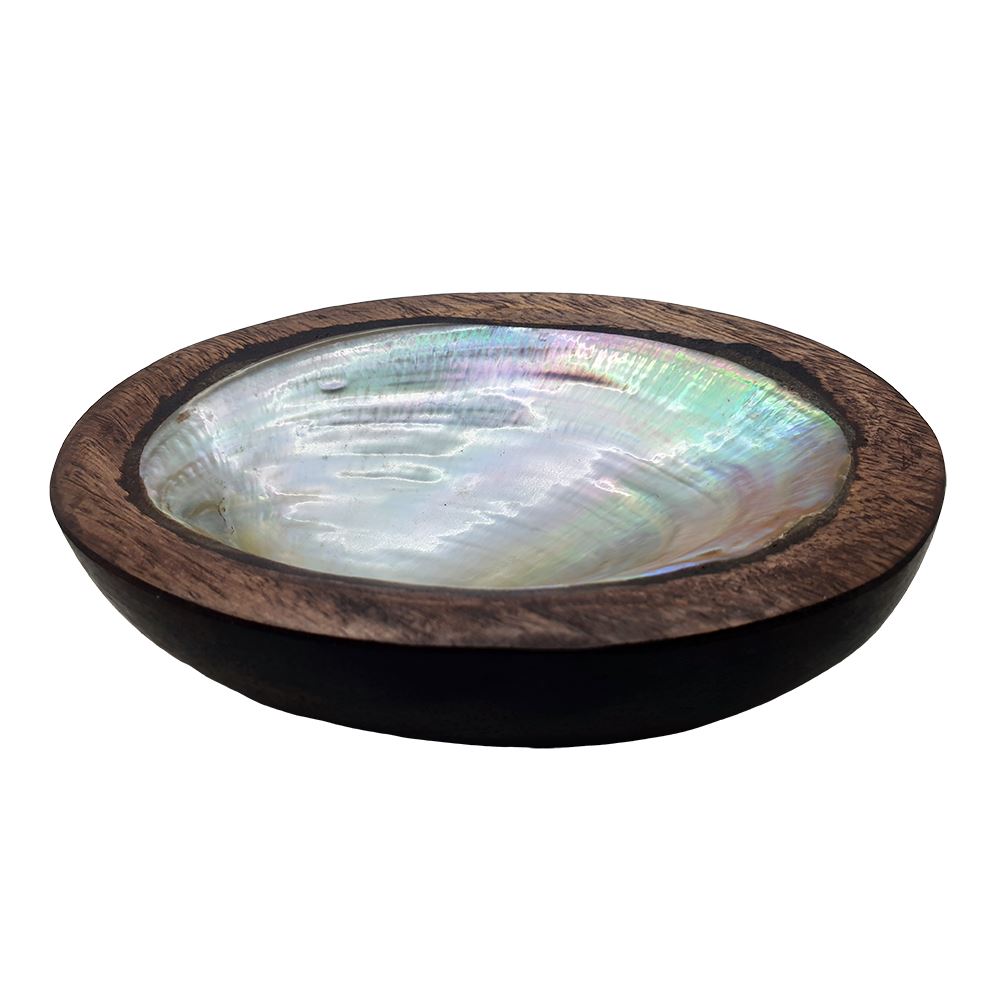 Vie Gourmet Sono Wood with Capiz Inlay Oval Dipping Bowl, 12cm