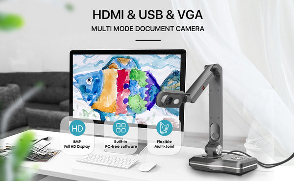 豪奢な JOYUSING V500W WiFi USB VGA HDMI 4モード 8MP ワイヤレス ドキュメント カメラ 7200mAh  バッテリー付き 教師 Mac Windows Chrome