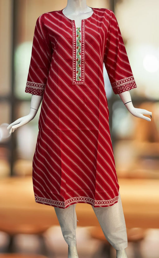 Bhavdeep in Hand Embroidery Chikankari Long Kurti for Women Red - House Of  Kari (Chikankari Clothing)