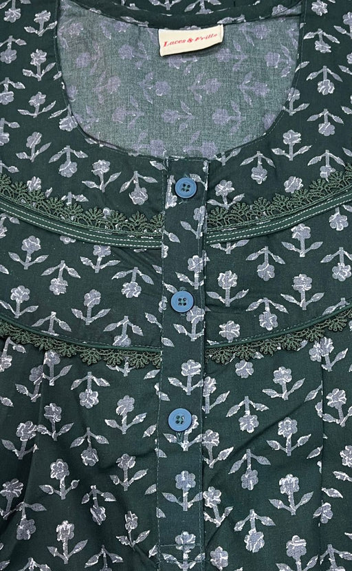Green Embroidery Soft Extra Large Nighty . Soft Breathable Fabric