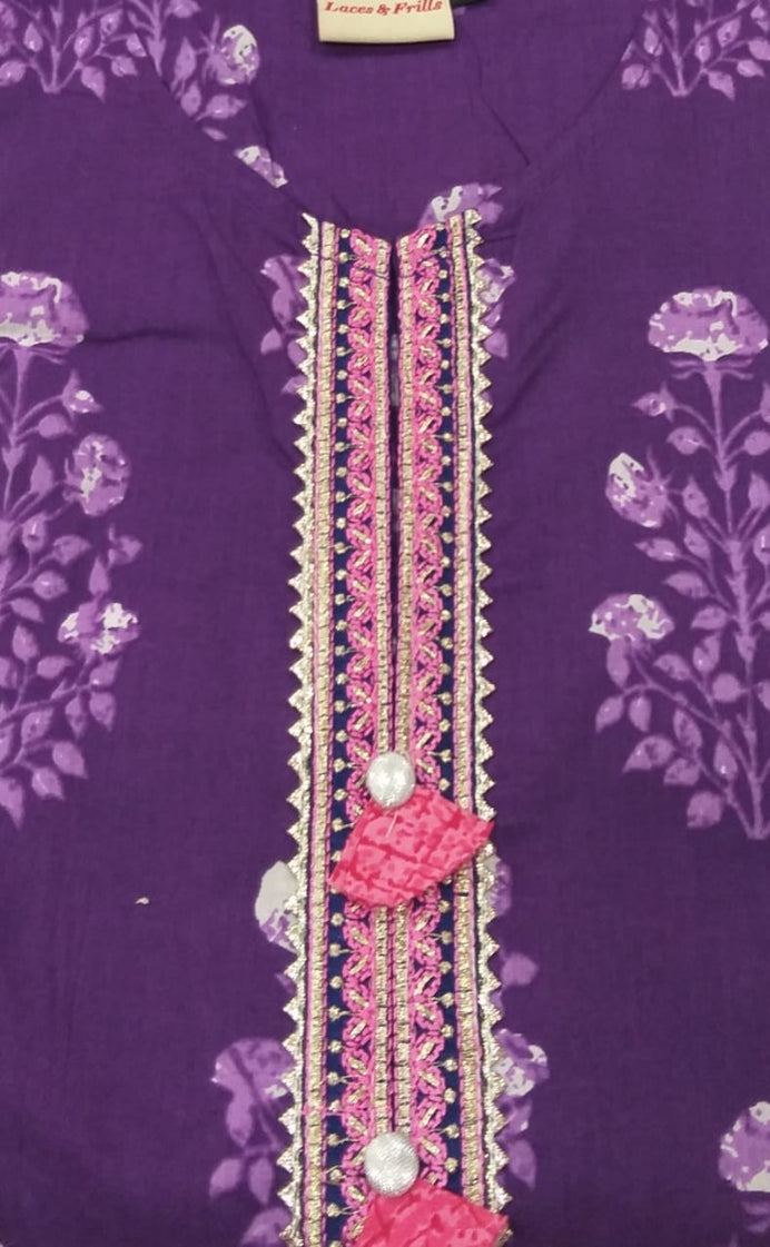 Premium Cotton Kurti With Pant and Dupatta Set — Laces and Frills