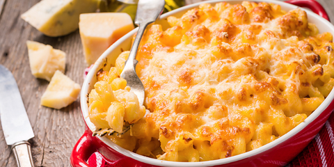 Mac and Cheese in Red Casserole