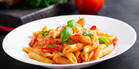 Penne Arrabbiata in a white plate