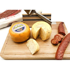 Holland Delta Pepper Gouda Cheese on Cheese Board with Italian Sausage