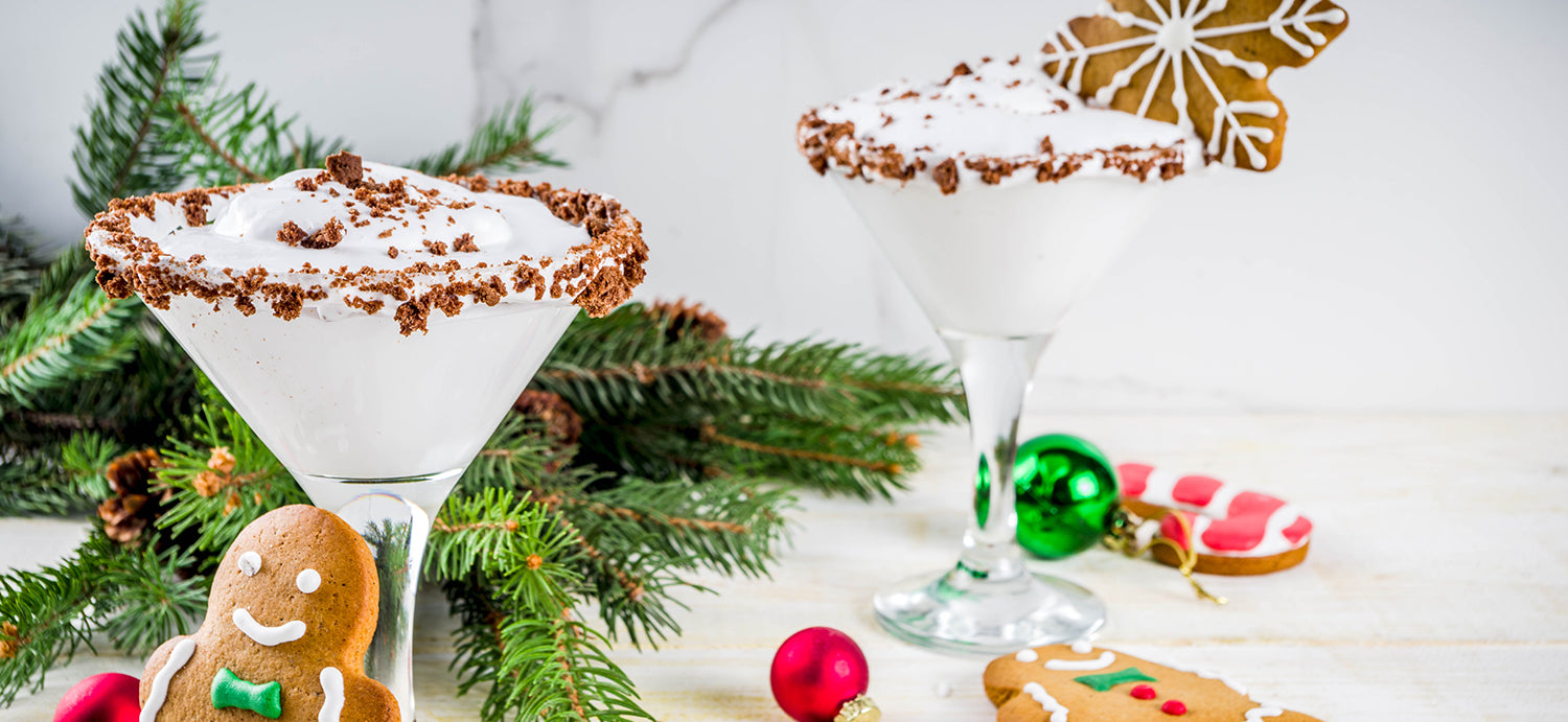 Creamy Gingerbread Martini with Gingerbread Cookie Crumbles on the Rim