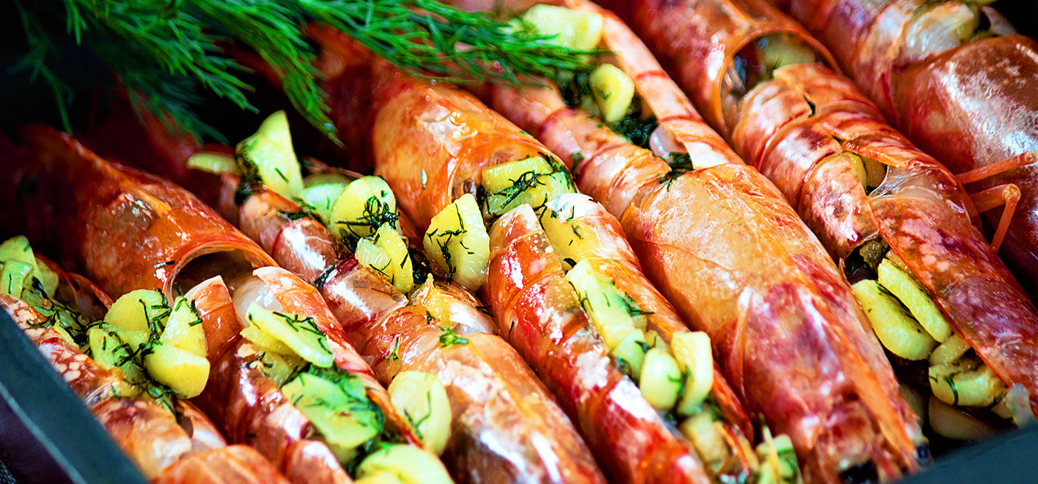 Oven baked langoustine lobsters