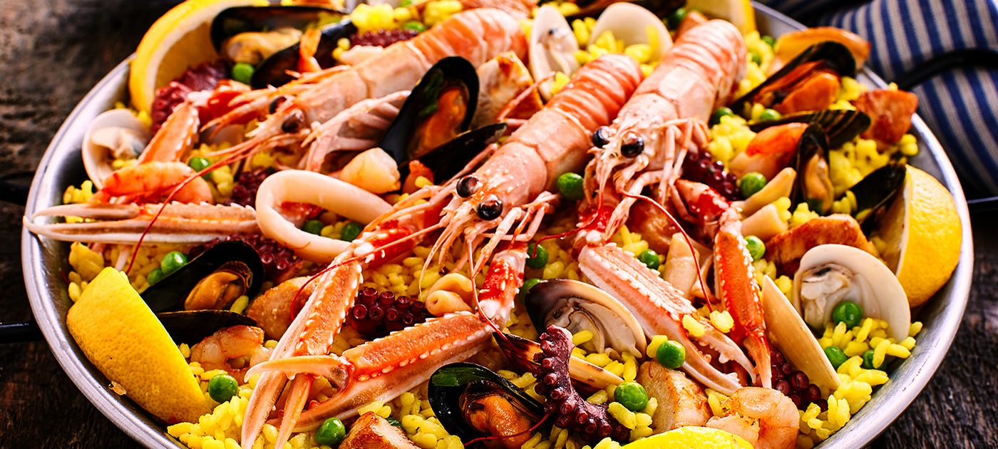 Spanish Seafood Paella Recipe with Langoustine Lobsters