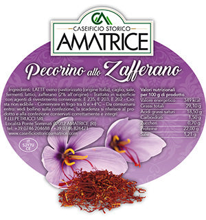 Amatrice Pecorino Zafferano Saffron Cheese label