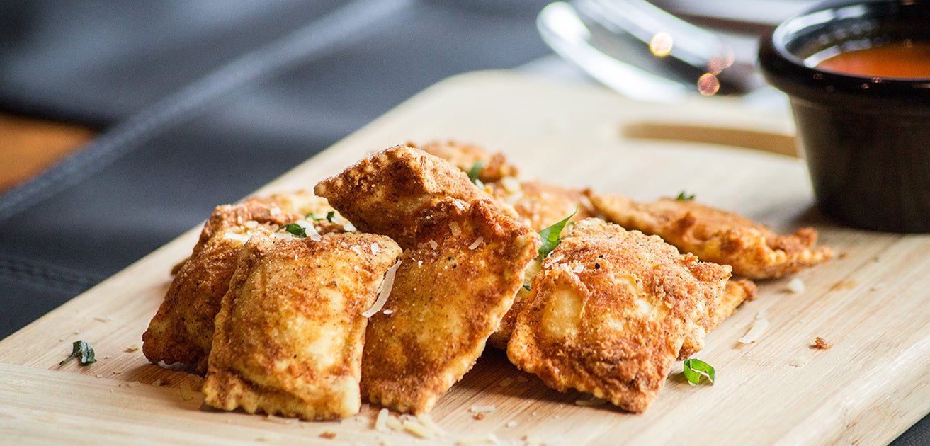 Fried Ravioli with Sun-Dried Tomato Pesto Sauce