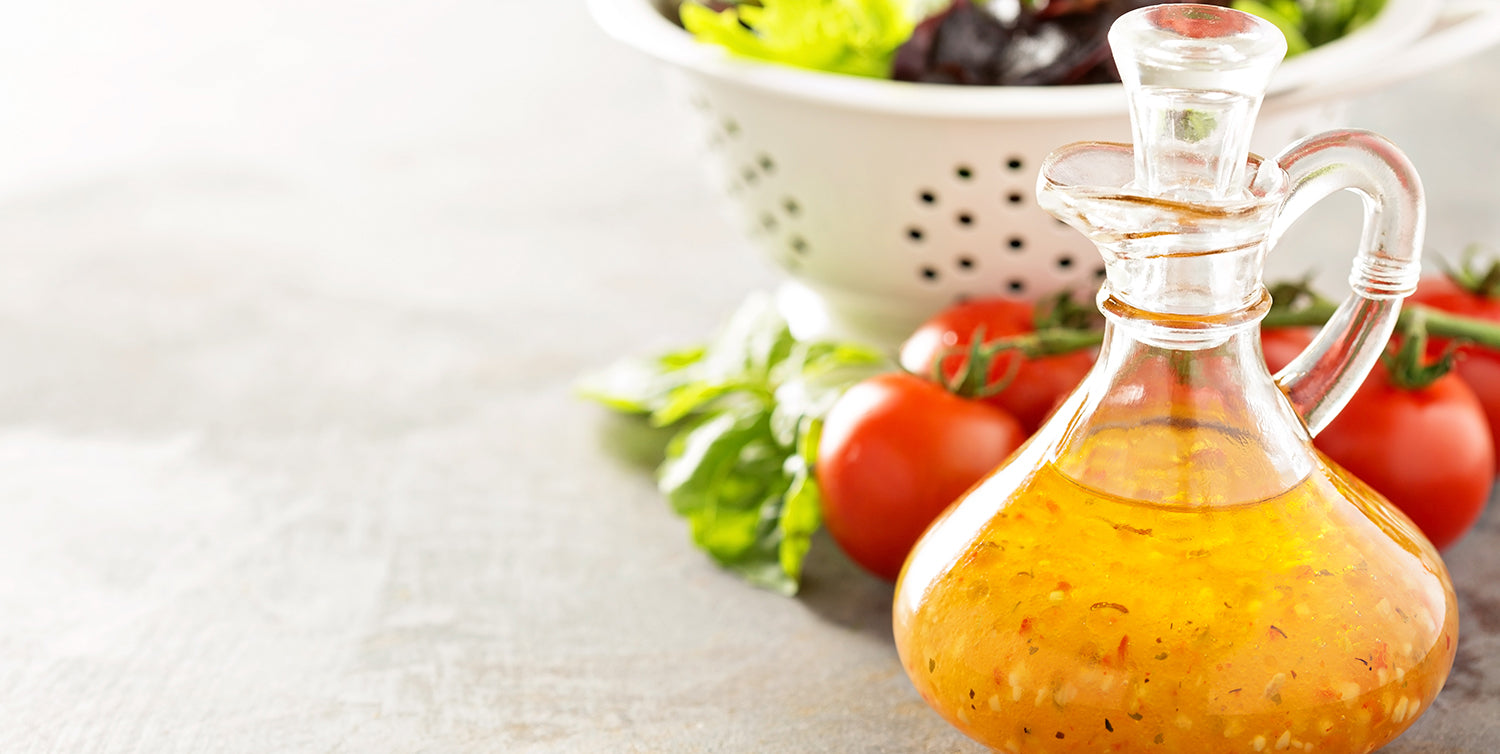 vinaigrette dressing in a serving bottle