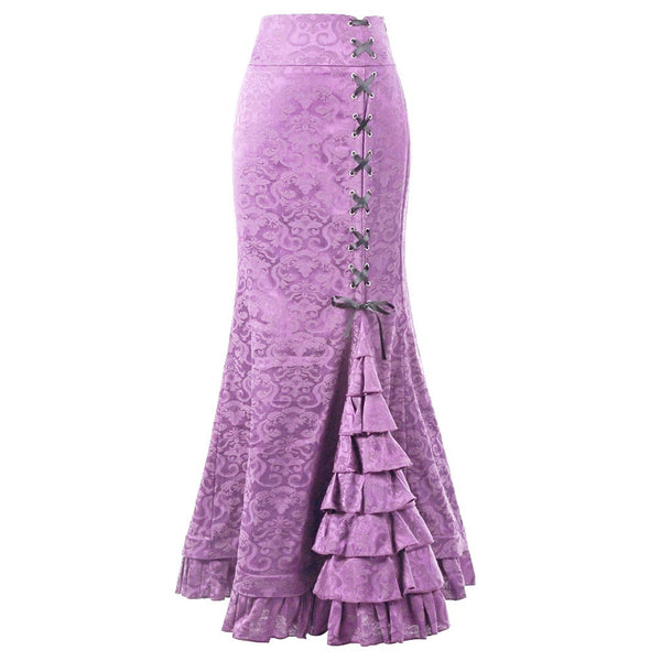 Young17 Skirt Long Frilly Women Sexy Fishtail Corset Lace-Up Slim Floo ...