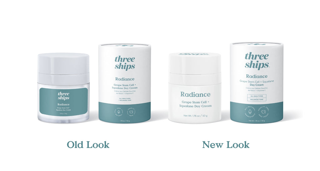 Three Ships Beauty Nouvel emballage Radiance Cellules souches de raisin + crème de jour au squalane