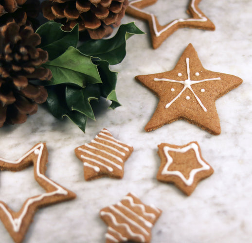 Ginger bread cookies from bulk food store Gram near a christmas wreath