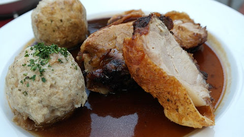 bread dumplings with a pork roast