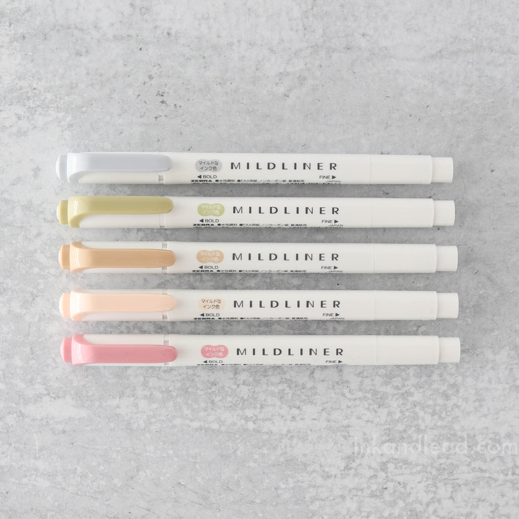 Zebra Mildliner Double Tip Highlighter - Gentle Mild (5 color set