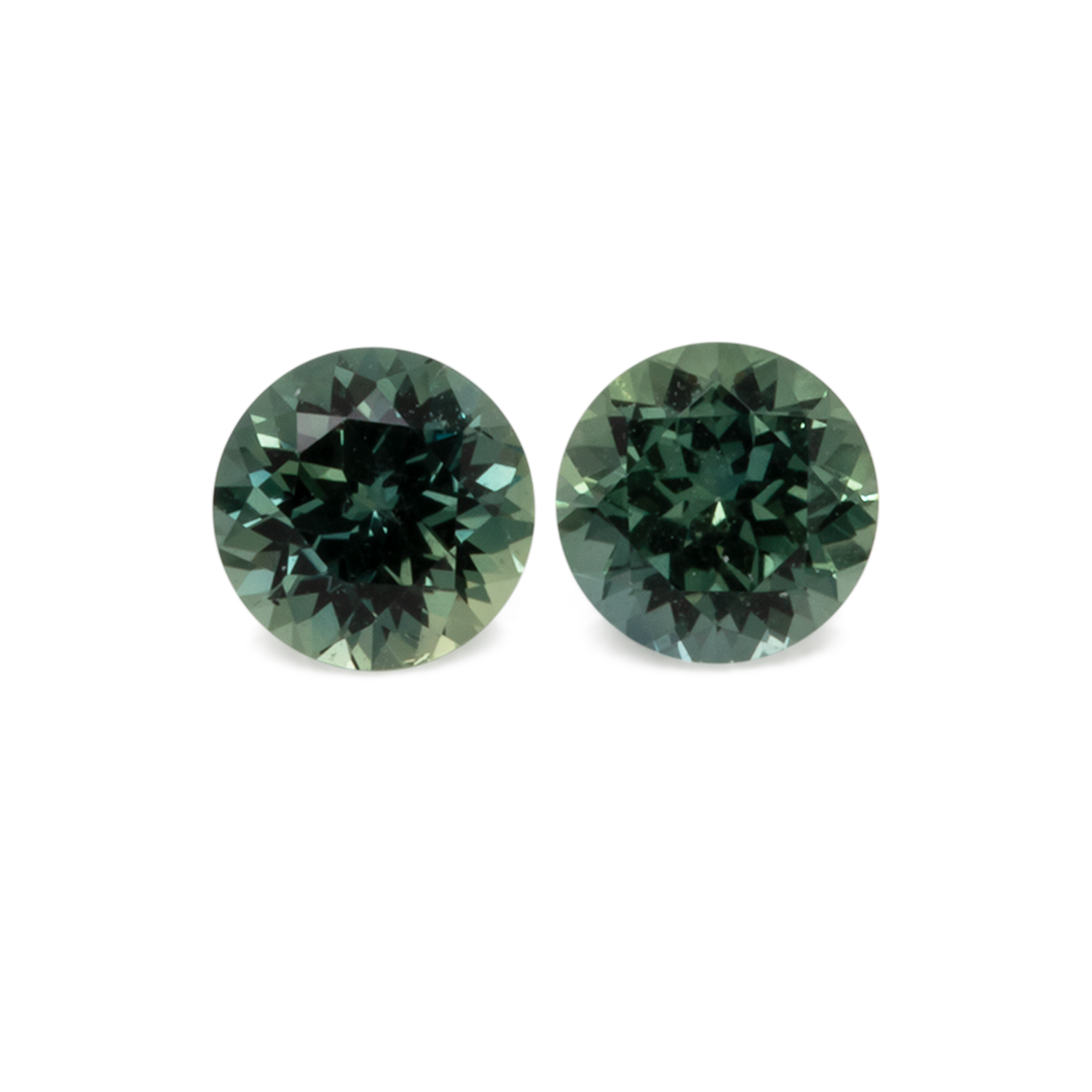 Saphir Paar - blau/grün, rund, 4x4 mm, 0,64 cts, Nr. XSR11200