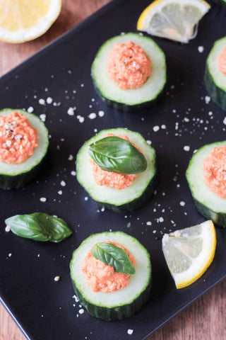 Cucumber Bites with Sun Dried Tomatoes Spread