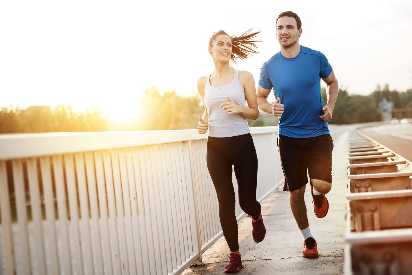 couple jogging, exercising 